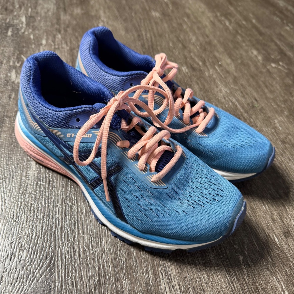 ASICS GT-1000 7 Running Shoes Womens 6 Blue Pink 1012A030 Stability Sneakers